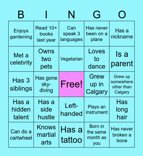 Get-to-Know You Bingo Card