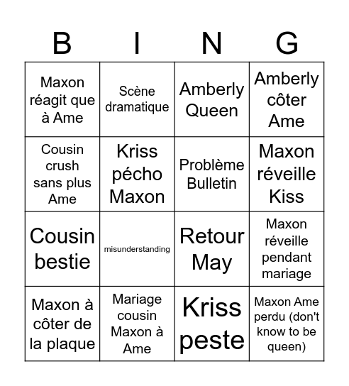 Séléction Wattpad Bingo Card