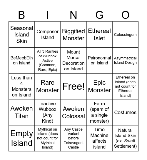 Random MSM Island Bingo (2) Bingo Card