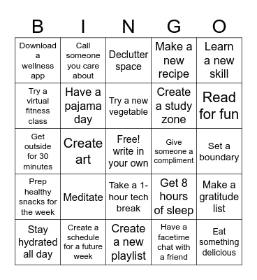 Wellness BINGO! Bingo Card