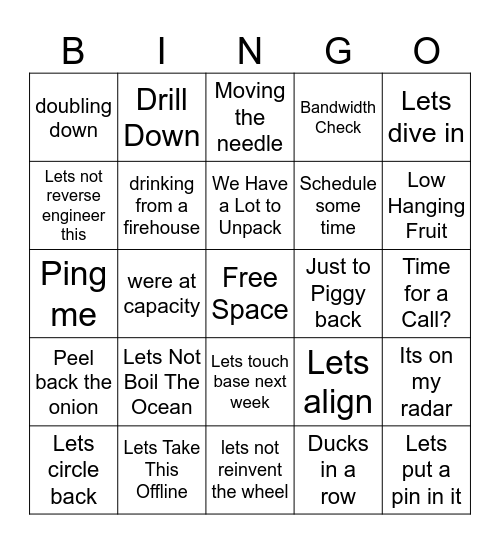 EFO - Business Sayings Bingo Card