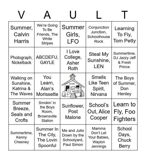 VOBingo - "Summer School" Bingo Card