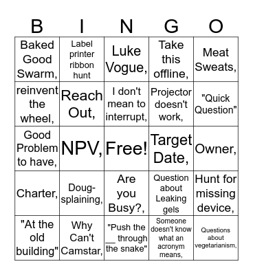 Commerce Bingo Card