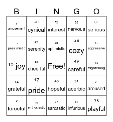 TONE AND MOOD Bingo Card