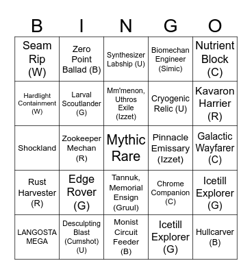EoE Bingo Card