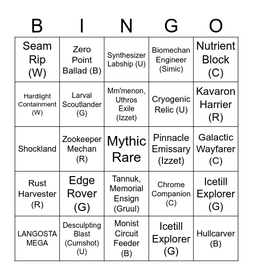 EoE Bingo Card