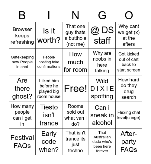 Dreamstate Queen Mary Bingo Card