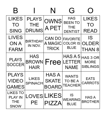 GET TO KNOW YOU BINGO! Bingo Card