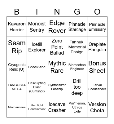 EoE Bingo Card