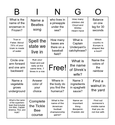 Hearn Christmas Bingo Card