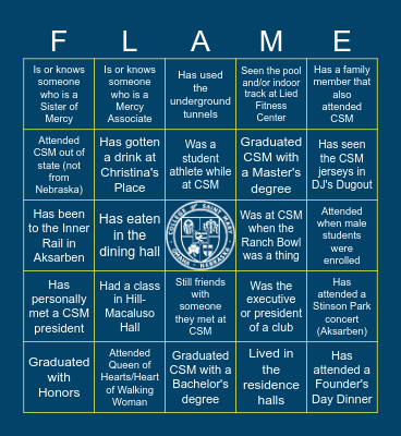 College of Saint Mary Bingo Card