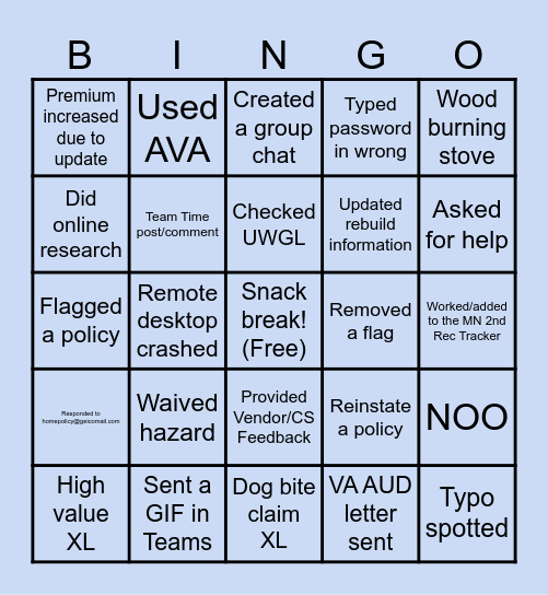 Risk&Reward UW BINGO! Bingo Card
