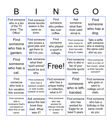 Ulliman Schutte - Eagle People Bingo Card