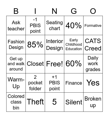 FCS Rules, Expectations, Procedures Bingo Card