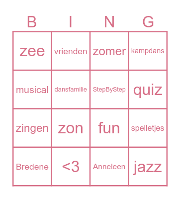 StepByStep Bingo Card