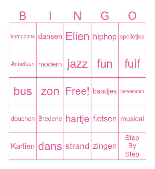 STEP BY STEP Bingo Card