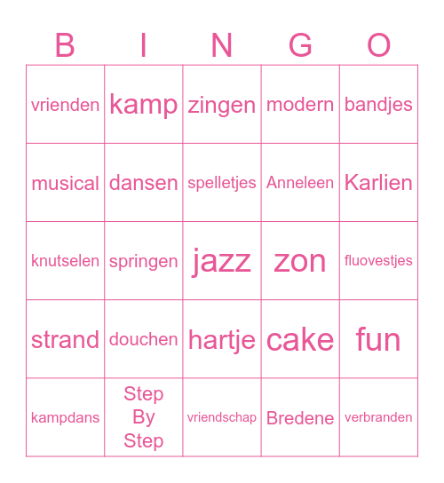 STEP BY STEP Bingo Card