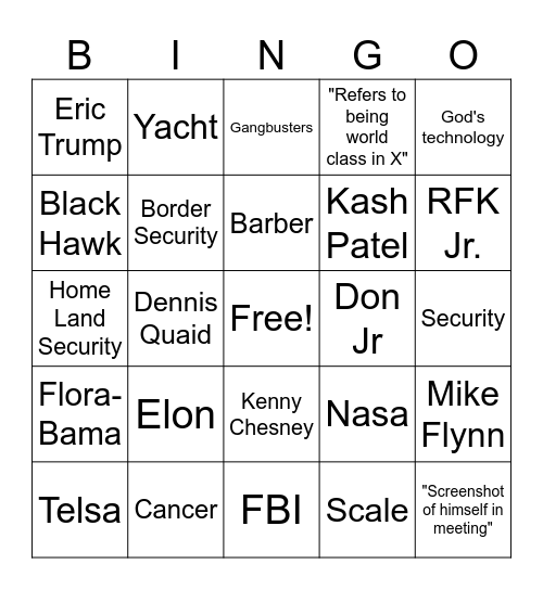 Clint Bingo Card