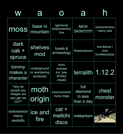 toms minecraft world Bingo Card