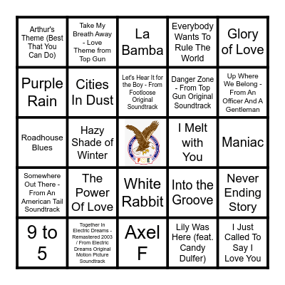 80'S MOVIES MUSIC Bingo Card
