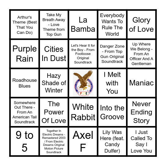 80'S MOVIES MUSIC Bingo Card
