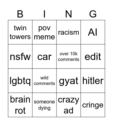 ig reels Bingo Card