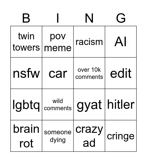 ig reels Bingo Card