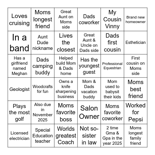 Baby D'Amico Bingo Card