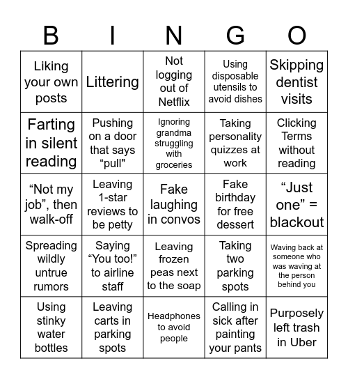 Yummy Bingo Card