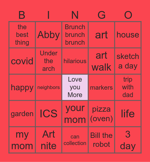 Anniversary Bingo Card