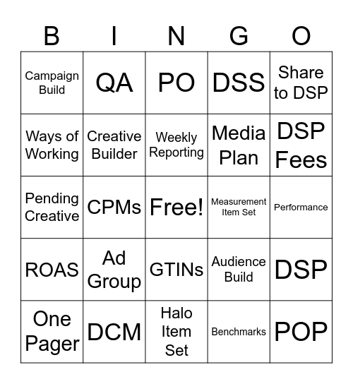 WMC Self Serve Campaigns Bingo Card