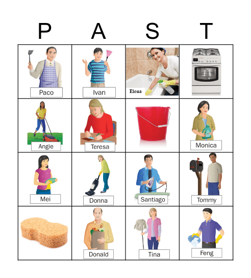 Past Tense Verbs Bingo Card