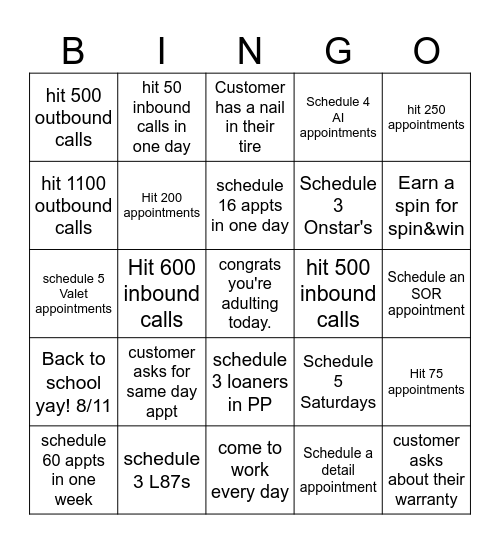 AUGUST Bingo Card