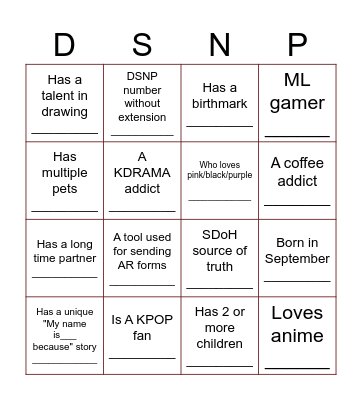 Wave 2A Bingo Card