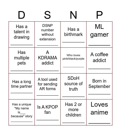 Wave 2A Bingo Card