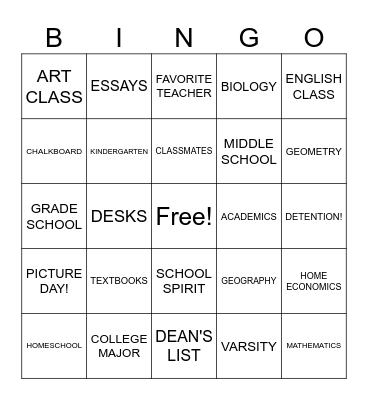 BACK2SCHOOL BINGO! Bingo Card