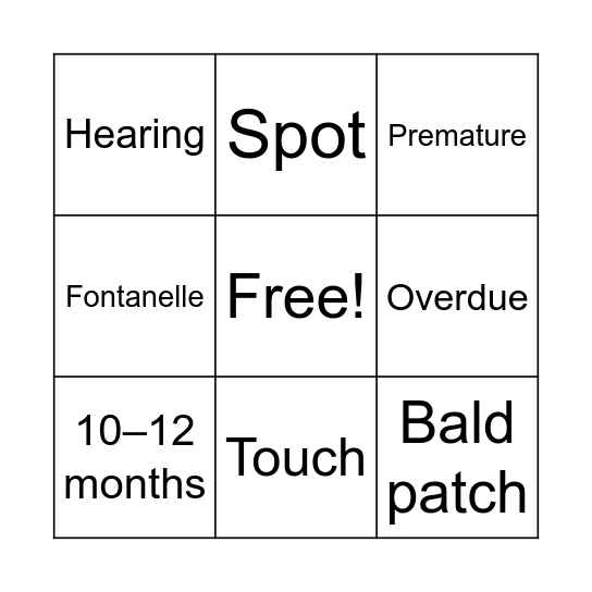 Baby Bingo Card
