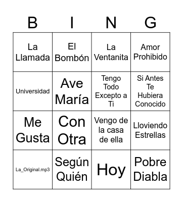BINGO MUSICAL Bingo Card