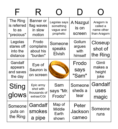 LotR Bingo Card