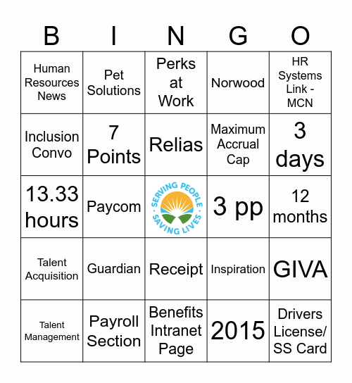 BrightView HR August Bingo Card
