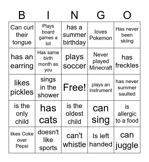 FIRST DAY!!! Bingo Card