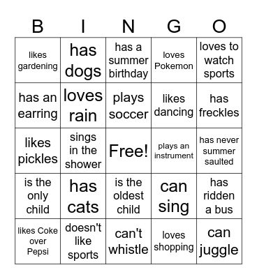 FIRST DAY!!! Bingo Card