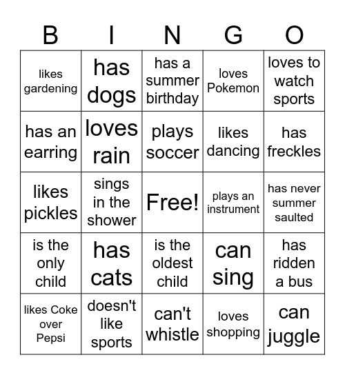 FIRST DAY!!! Bingo Card