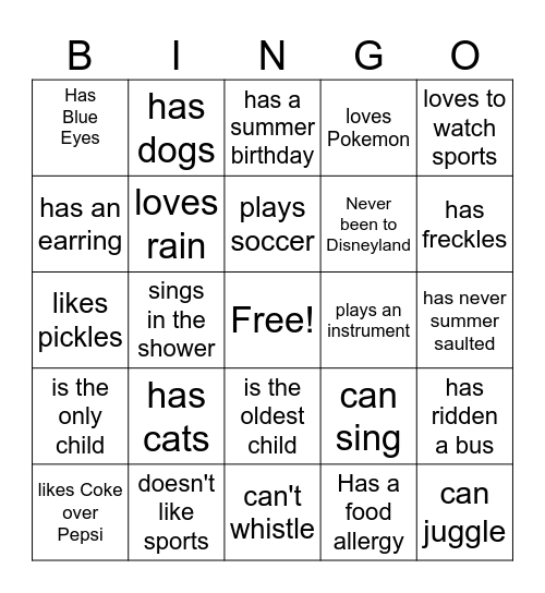 FIRST DAY!!! Bingo Card