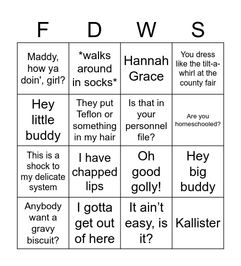 JAW Bingo Card