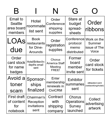 Conference Bingo Card