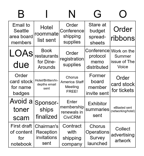 Conference Bingo Card