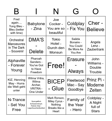 Life with Clara in Songs Bingo Edition Bingo Card