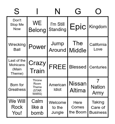 KCHS 2025/2026 Bingo Card