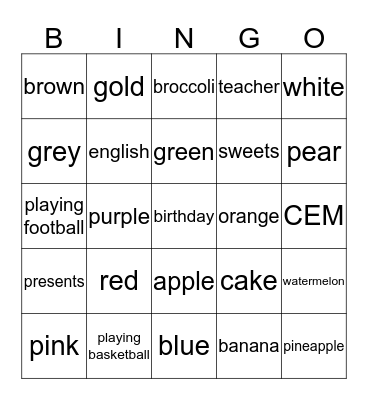 Open Class Bingo! Bingo Card